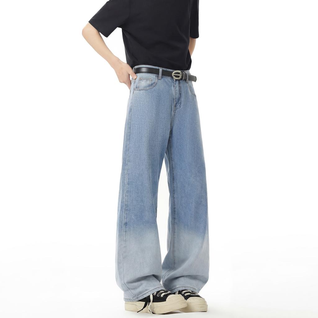 Lyocell Ice Silk Men's Summer Jeans Thin Straight Pants Men's Trend American Loose Casual Pants