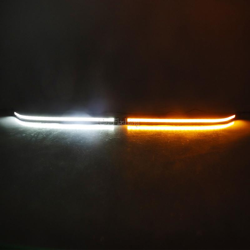 LED DRL Headlight Eyebrow Daytime Running Light For Toyota Tundra Sequoia   With dynamic Yellow Turn Signa Fog lamp