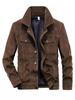 Men's Retro Corduroy Lapel Jacket - Spring/Autumn Casual Workwear, Loose Fit Pure Cotton