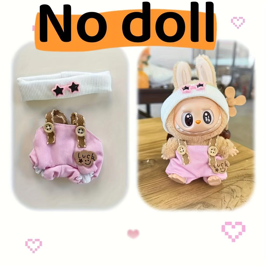 New 2025 Labubu First and Second Generation Doll Accessories Trendy Playwear Starry Eye Suspender Pants Hat Set Doll Accessories Changeable Cute
