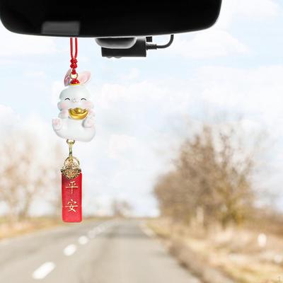Creative Car Pendant, Bunny Figure Lightweight Hanging Ornaments Adorable Auto Rearview Mirror