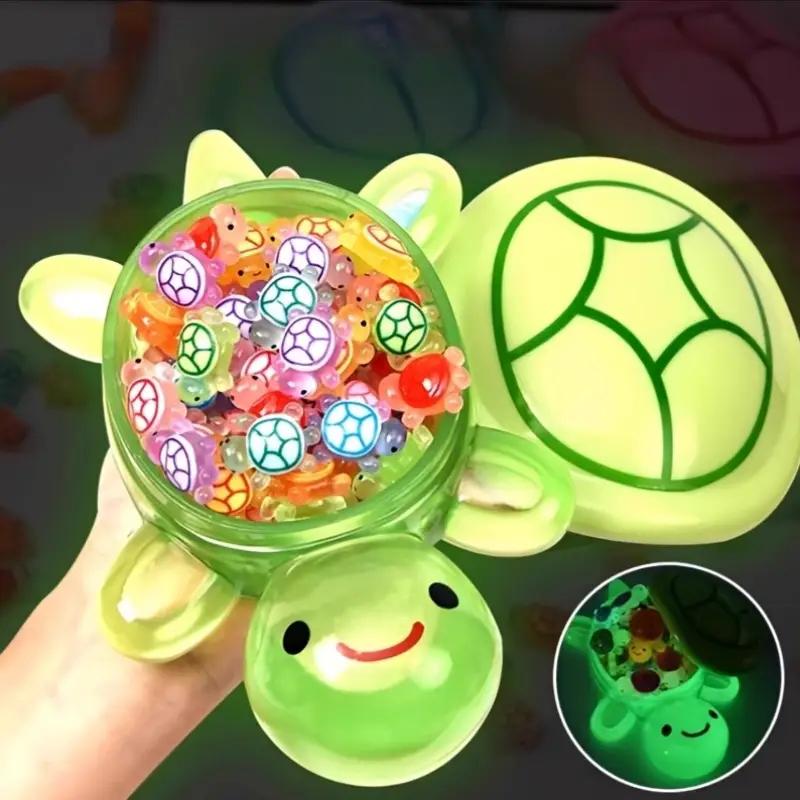 1+ 20 piezas tortuga de resina que brilla en la oscuridad Tortuga grande puede abrir tapa decoración bonsái estatua de casa adorno brilla por la noche