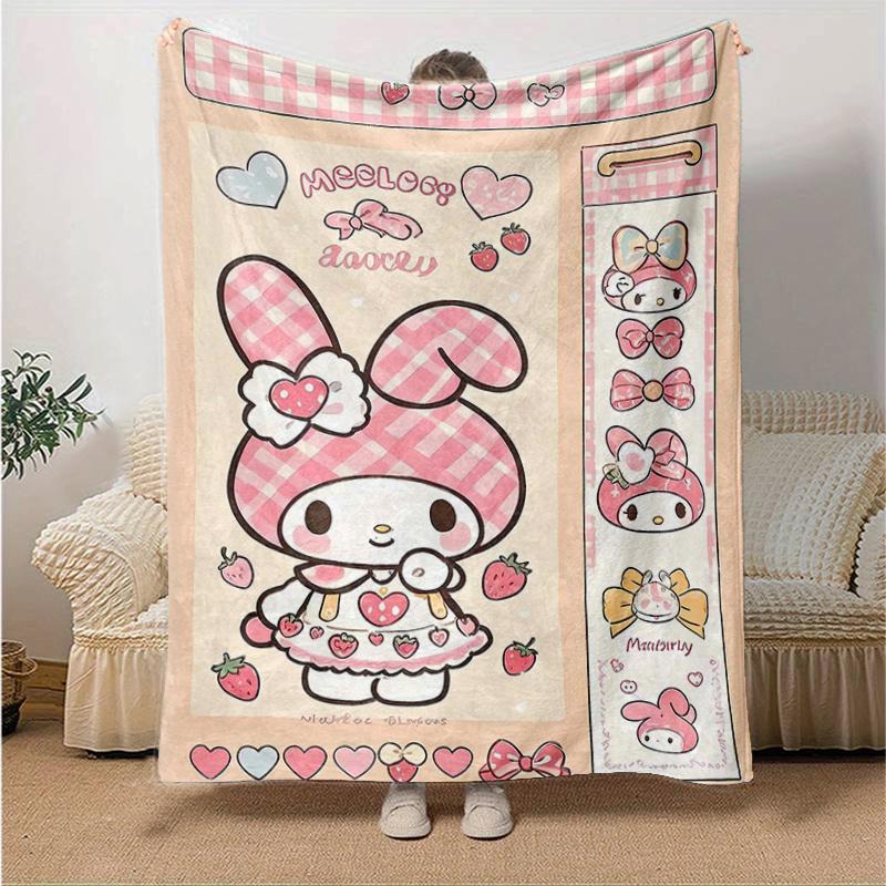 

1pc My Melody Dance Blanket, Soft Throw for Home Decor, Gift Idea, Living Room, Travel, Camping, Car Blankets, Beach, Office Naps, Suitable for All Se 130x150cm