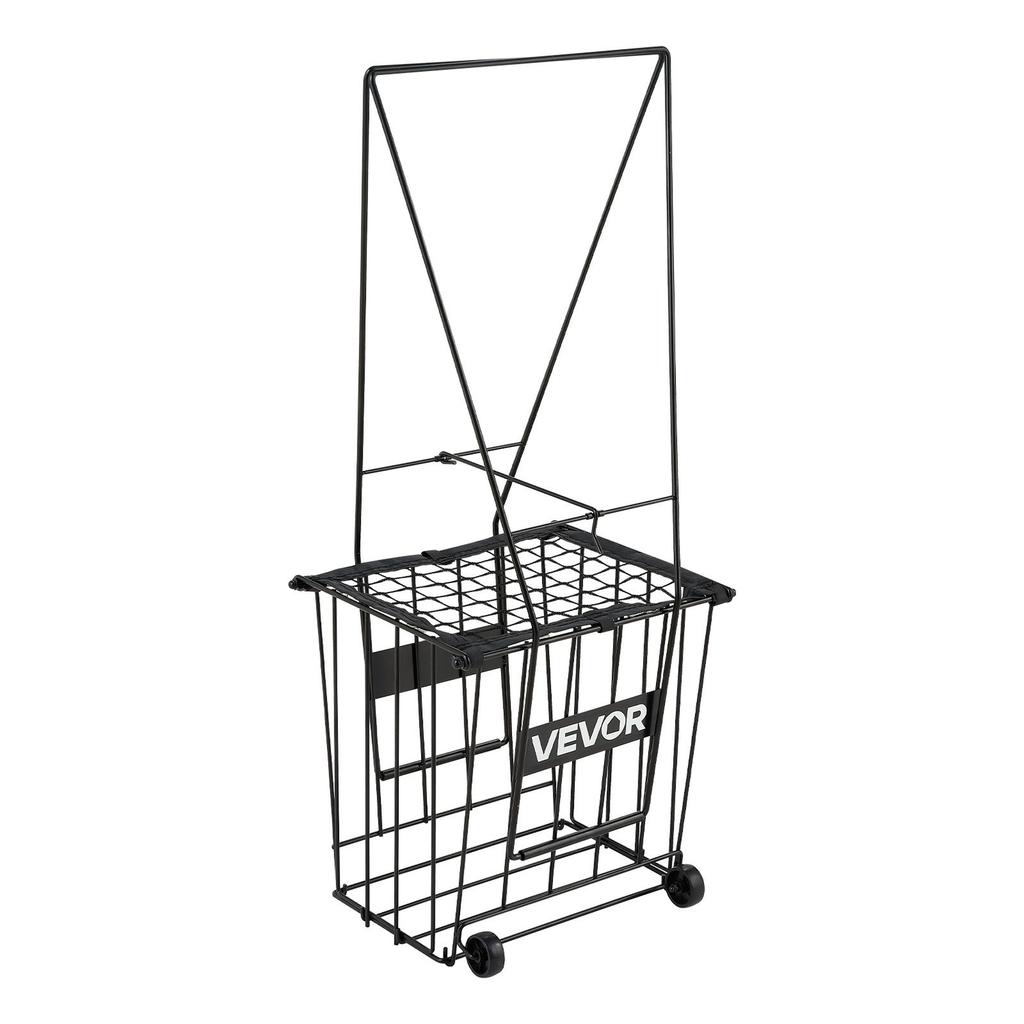 Tennis Ball Hopper, Holds 75 Tennis Balls, Pickleball Basket Cart with Wheels for Easy Pick Up, Portable Pickleball Caddy with Heavy-Duty