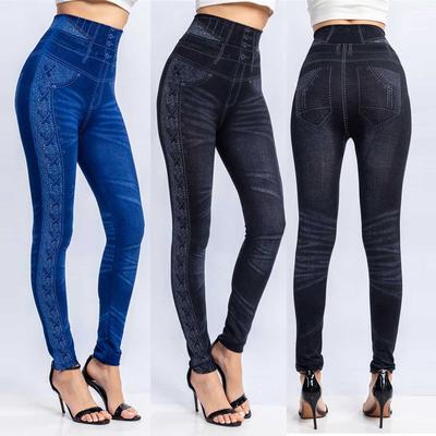 Leggings alla moda da donna, pantaloni a vita alta bagnati con stampa da donna