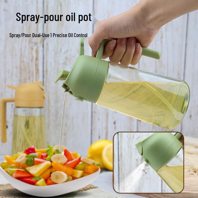 Large Capacity Dual-Use Glass Oil Bottle - Pour & Spray with No-Drip Atomizing Feature for Kitchen.