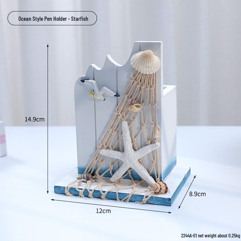 Ocean Style Mediterranean Desktop Wooden Jewelry and Candy Storage Box
