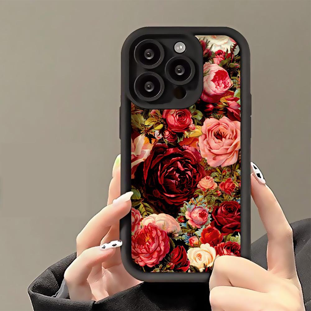 Flower Phone Case For iPhone 11 15 16 Pro Max 13 14 12 XS X XR 7 8 Plus SE 16promax Liquid Silicone Shockproof Soft Funda Cover