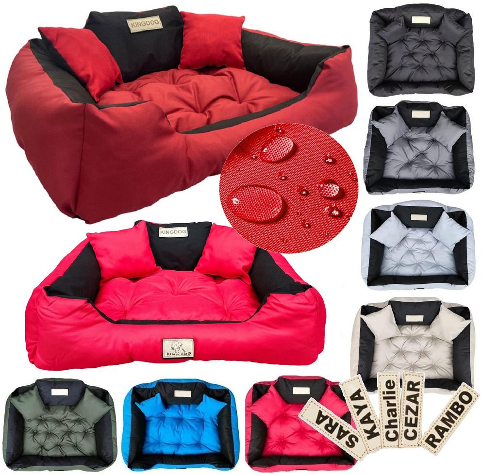 Hondenbed KINGDOG 55x45 cm gepersonaliseerd waterdicht rood