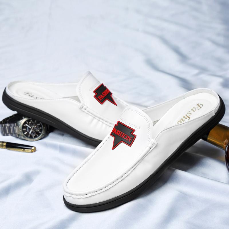 Men'S Sandals Wear Half Slippers For Men Genuine Leather Mens Shoes Summer Breathable Luxury Shoes Casual Loafers Man Moccasins