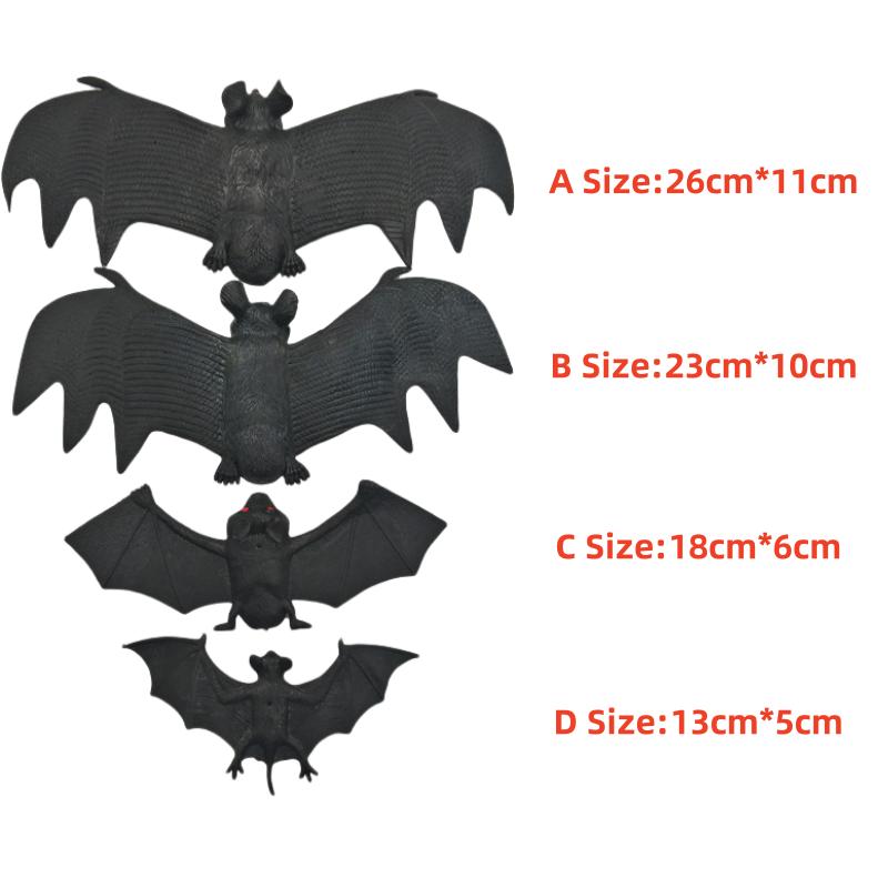 Simulation Bat Tpr Soft Rubber Halloween Prank Animal Model Scary Pendant Rubber Bat Venue Decoration Props April Fool'S Toys