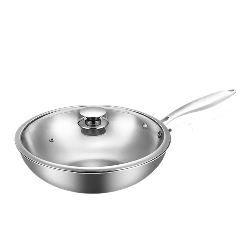 304 Stainless Steel Stir-fry Wok with Lid