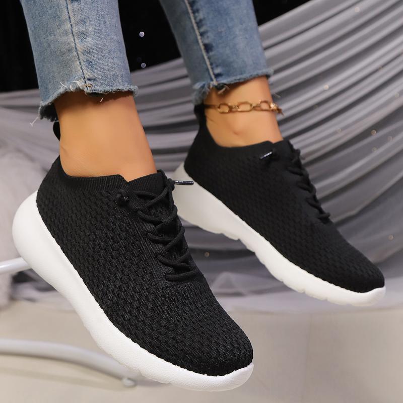 Fashion Casual Breathable Mesh Lace Up Sports Sneakers Women 2025 Autumn Comfort Soft Sole Running Shoes Non Slip Low Heel Sneakers