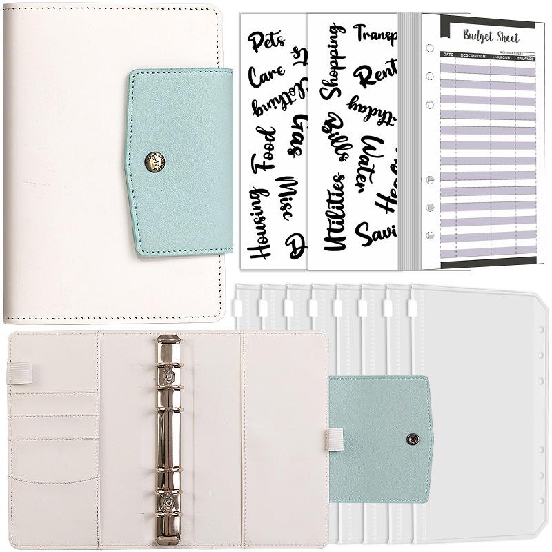 A6 PU Leather Budget Binder Notebook Cash Envelopes System Set with Binder Pockets For Money Budgets Saving Bill Organizer Gifts