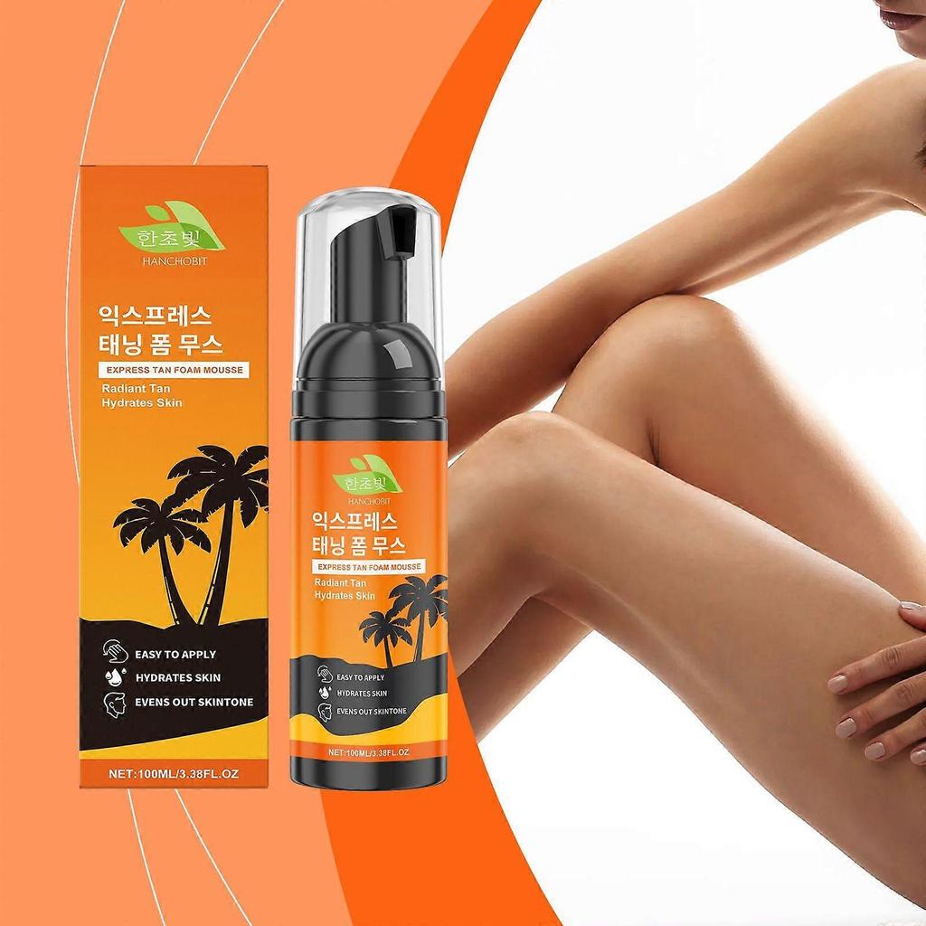 Quick Tanning Foam Mousse, Natural Tanning Accelerator, Self Tanner - Quick Application Foam Mousse Easy Sunless Tan For Face and Body