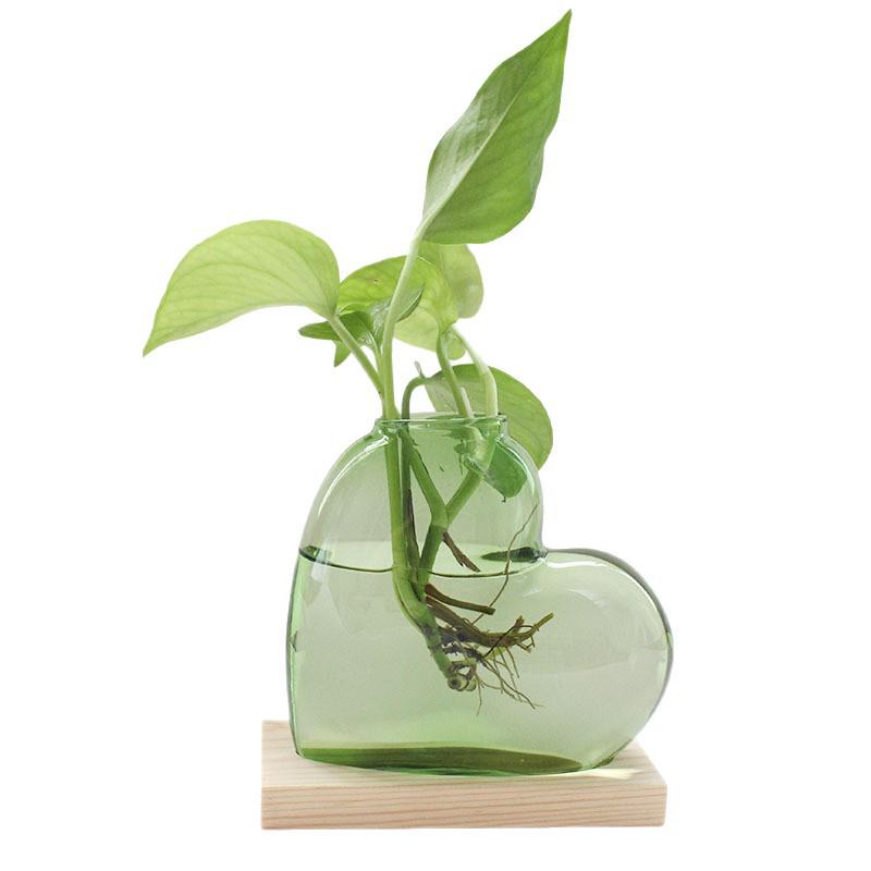 Kreative mehrfarbige Herz-Glas-Hydroponik-Vase – Schreibtisch-Blumenornament für Wohnzimmerdekoration.