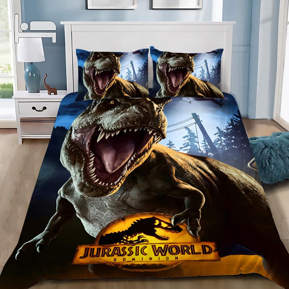 Heet J-Jurassic Dinosaurus Park Wereld Dekbedovertrek Kussensloop Dinosaurus Beddengoed Set Volwassen Jongen Meisje Slaapkamer Decoratie Enkel Dubbel