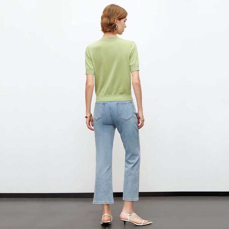 JESSIE Simple Commuter Slim Fit Short Sleeve Knitted Top for Women