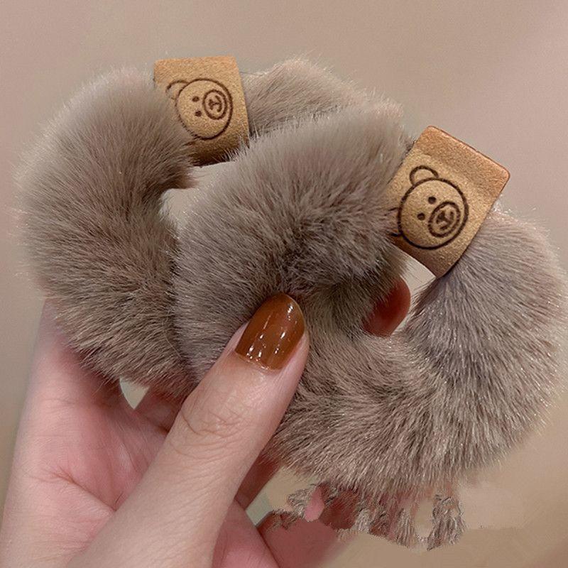 2/3PCS New Soft Plush Hair Rope Korean Thick High Elastic Bear Hairband Braiding Hair Accessories Ponytail Headwear Scrunchies