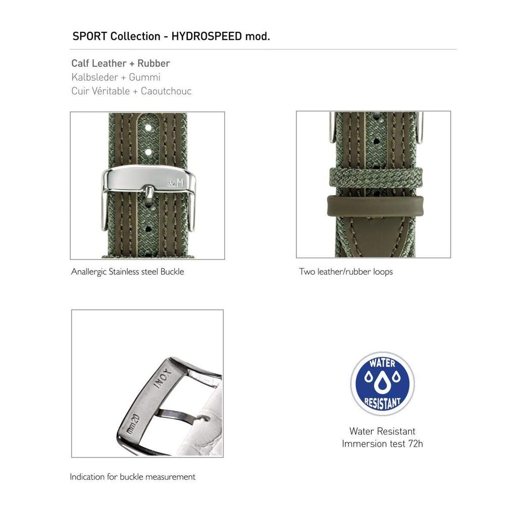 MORELLATO HYDROSPEED 20mm Green Cowhide Watch Water Replacement Tool Officially X5395B55073020 Strap, Resistant, Included, Imported,