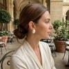 Elegant Acrylic Stud Earrings Acrylic Metal Material White Fashion Jewelry  Holiday