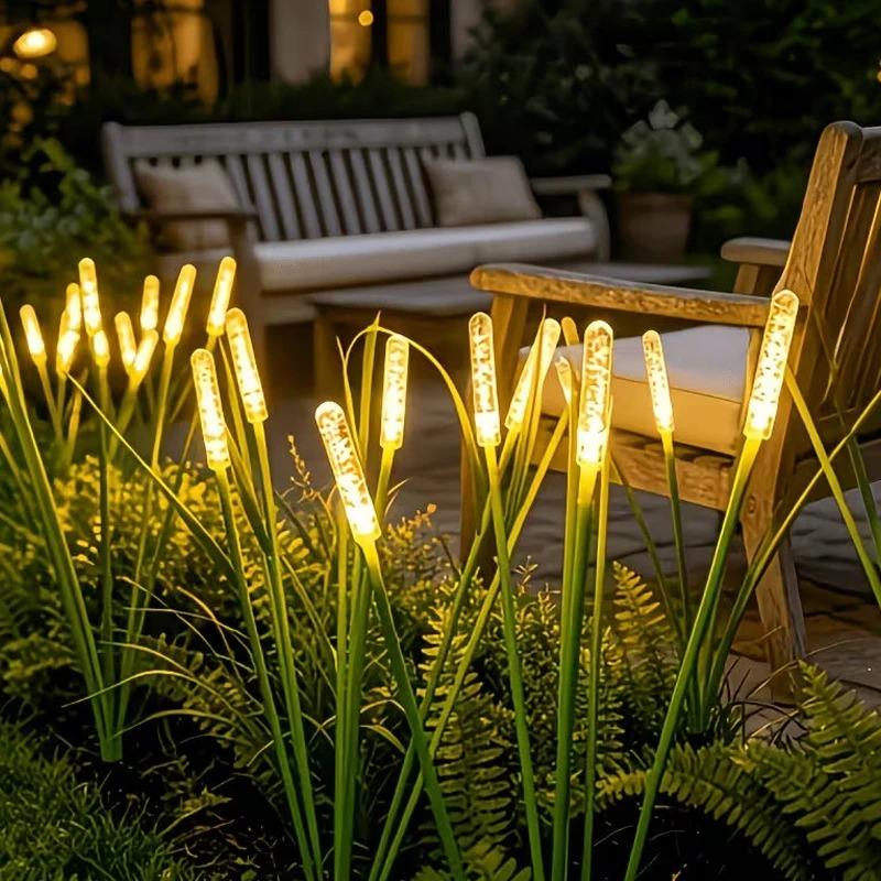 Solar LED Glowing Bubbles Cylindrical Reed Lights IP65 Waterproof Swaying Firefly Lights for Outdoor Garden Courtyard Patio Lawn Path Landscape Decor