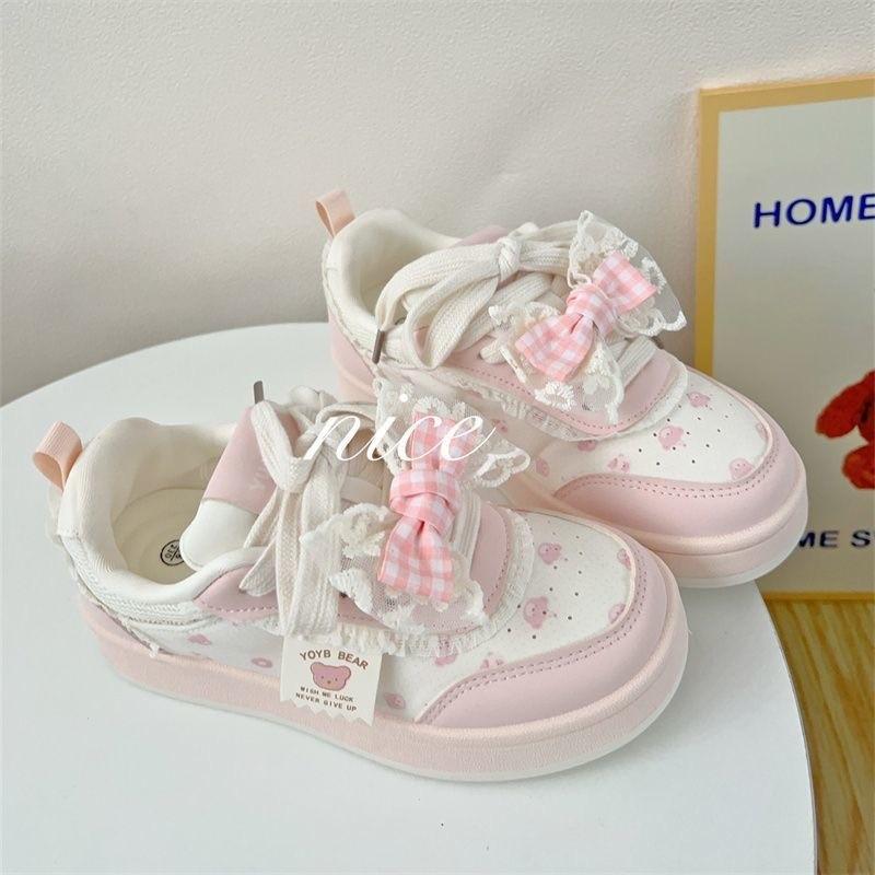 Girls' sports shoes spring new Korean version cute butterfly student board shoes medium and older children's women's soft-soled casual shoes