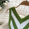 Summer Women Casual V-neck Sleeveless Knitted Tassel Striped Sweater Slim Bodycon Mini Short Sheath Dresses
