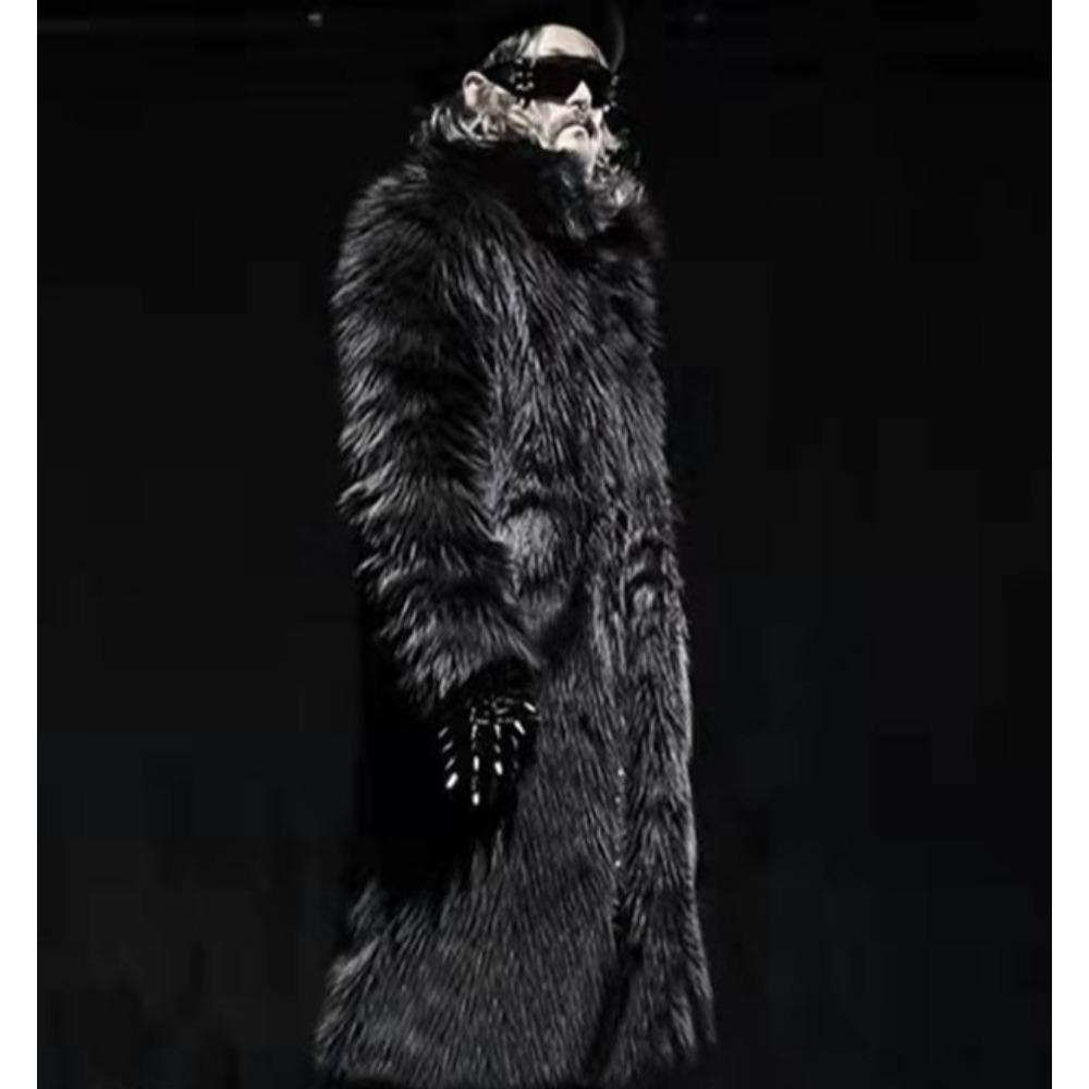 Nová pánská kožešinová bunda Imitace liščí kožešiny Kabát velké velikosti Větrovka Umělá kožešina Kožešinový kabát