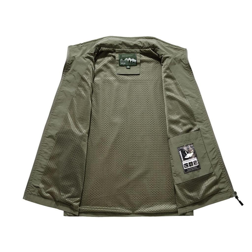 UV Resistant Fishing Photographer Outdoor Mesh Many Summer Quick Military Abrasion Mountain Vest [BOIONi] Vest, Men's Vest, Vest, Stand-up Collar,