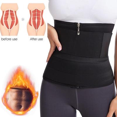 Women's Tummy Control Waist Trainer with Extra Long Wrap Zipper & Hook-Eye Slimming Body Shaper for Sauna Sweat Workout