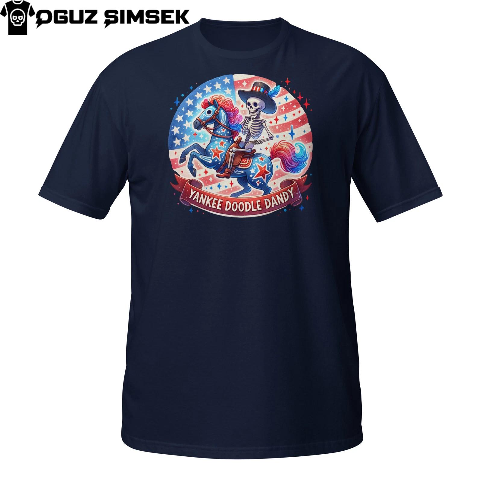 Yankee Doodle Dandy Skeleton T-Shirt Mens Womens Tees Top | Funny Patriotic Fourth of July Graphic Te S