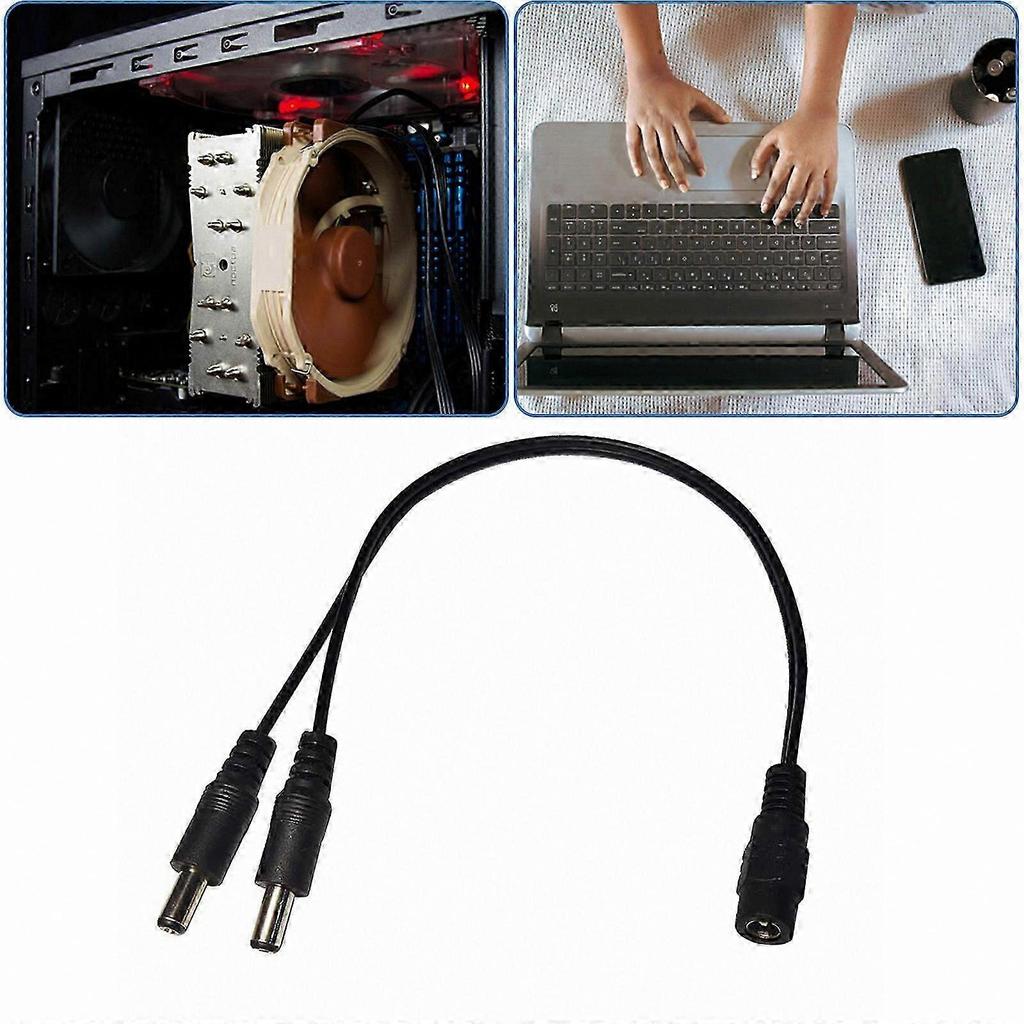 2-Way DC Power Splitter Cable, 5.5x2.1mm for LED Lights & Surveillance Cameras