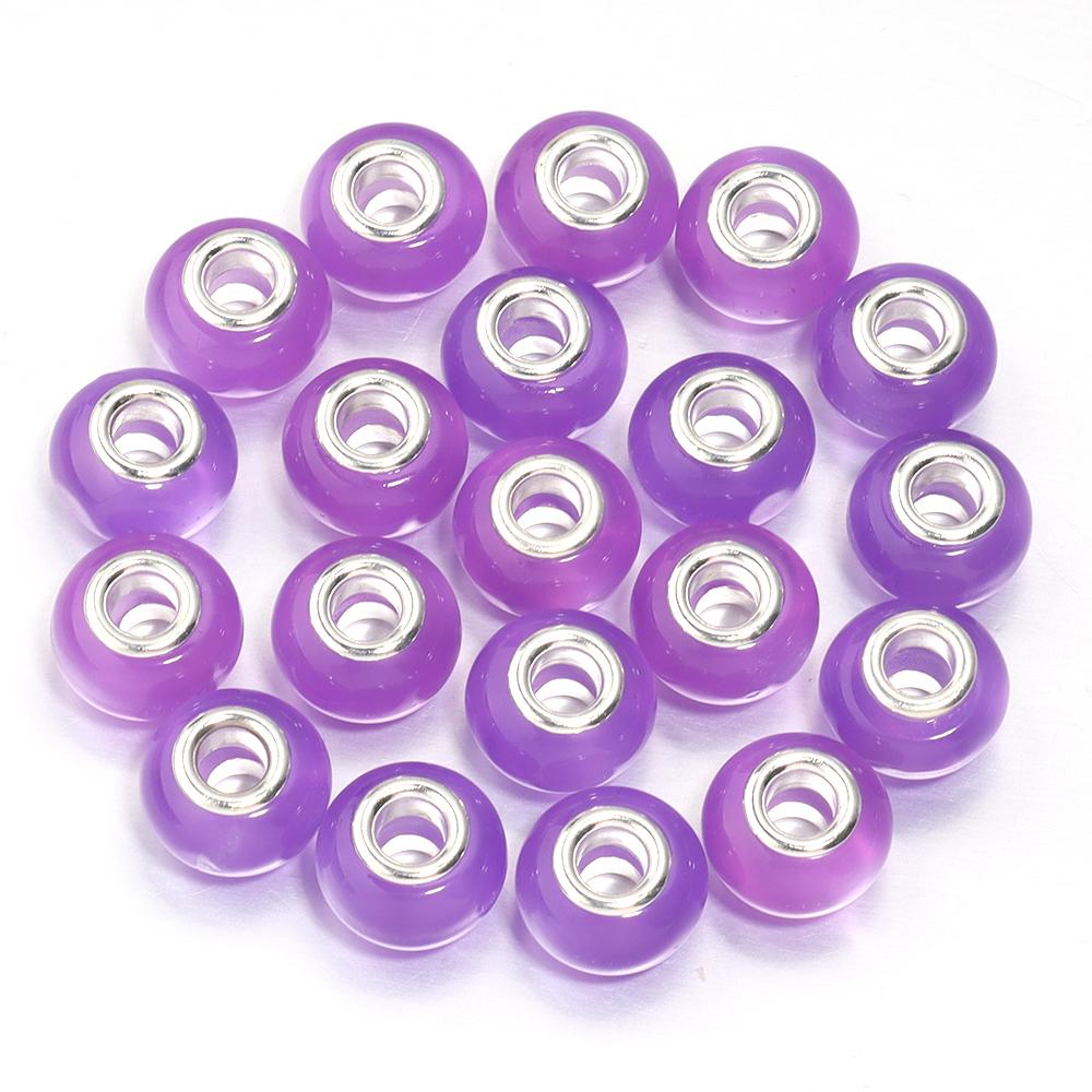 

20Pcs/Lot 14×9.2mm Resin Beads Imitation Cat Eye Stone Colorful Large Hole Beads For Charm Bracelet Necklace Diy Jewelry Making фіолетовий