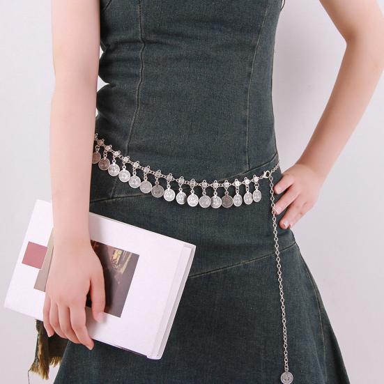 Round Coin Waist Chain Retro Style Extension Adjustable Length Belly Dance Waist Chain Women Fashion Accessory