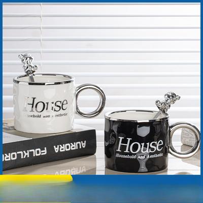 Light Luxury High Quality and Beautiful Men's and Women's Office Coffee Cup High End Ceramic Mug with Lid Spoon Household Water Cup Drinking Water