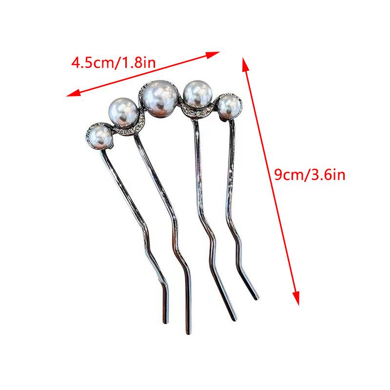 Metal U-Shaped Hair Stick For Women Girls Simple Pearl Hair Clip Pins Bun Maker Hairstyle Tools Hair Accessories