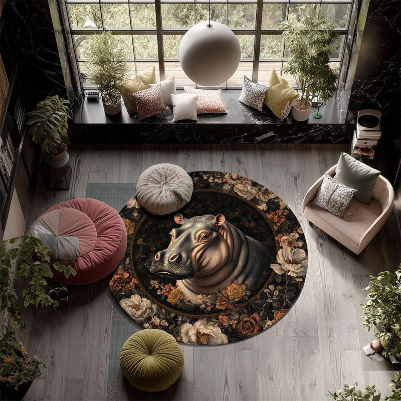 Koalas, Monkeys, Hamsters & Horses pattern round rug,Carpet Rug for Living Room Bedroom Playroom ,Non-slip Floor Mat,Holiday Gifts and Birthday Gifts.