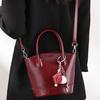 Retro Red Bucket Bag for Women, A Niche Wedding Bag for Brides In Autumn and Winter, A Hand-held Commuter Crossbody Bag
