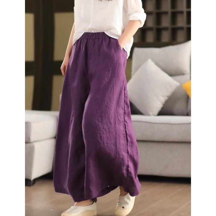 New Summer Casual Pants for Women Drape and Versatile Loose Slim Women's Retro Nine-point Wide-leg Pants for Women