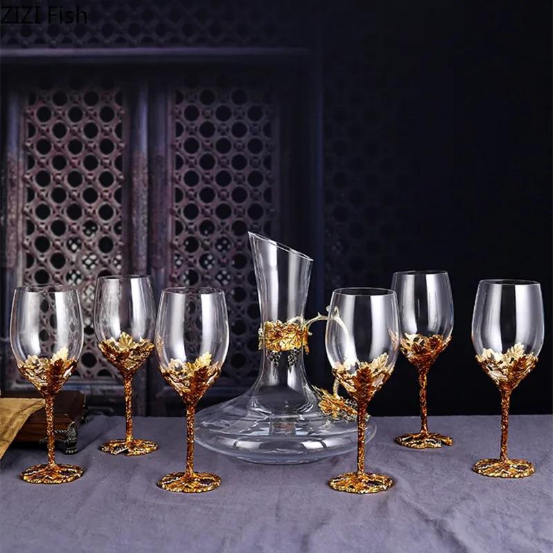 350ml Creative Crystal Glass Wine Glass Decanter Set European High-footed Cocktail Wine Glass Set Gift Box Wine Set Wedding Gift