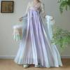 Tang Dynasty Style Hanfu Set Womens Embroidered High-Waist Skirt Casual Chic Outfit Purple Blue