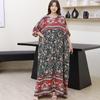 South East Asia 100kg super fat dress fat girl plus short sleeve maternity dress loose floral beach long skirt