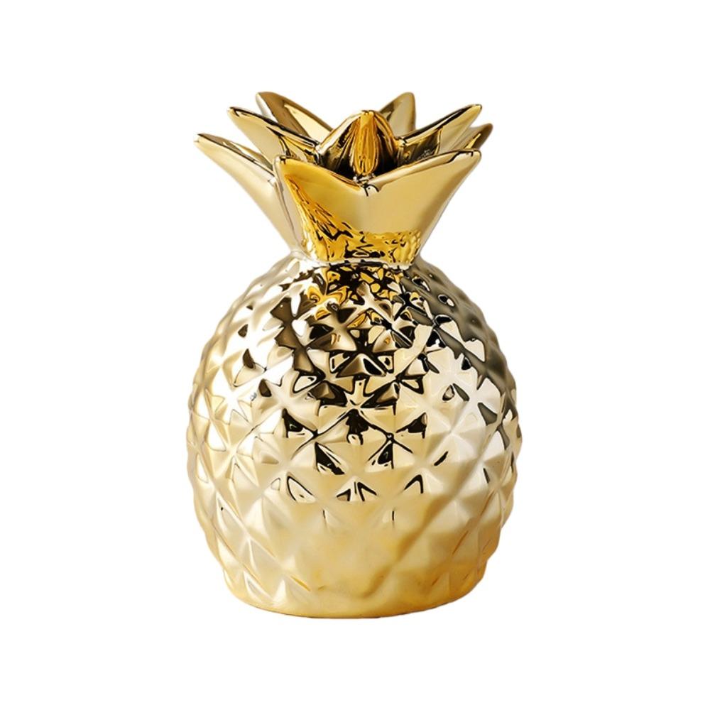 Ceramiczna Ceramiczna Skarbonka Ananas Pojemnik na Złote Fasolki Pozłacany Zbiornik na Pieniądze Oszczędności Dekoracja Biurka Ozdoby Domowe Słoik na Pieniądze