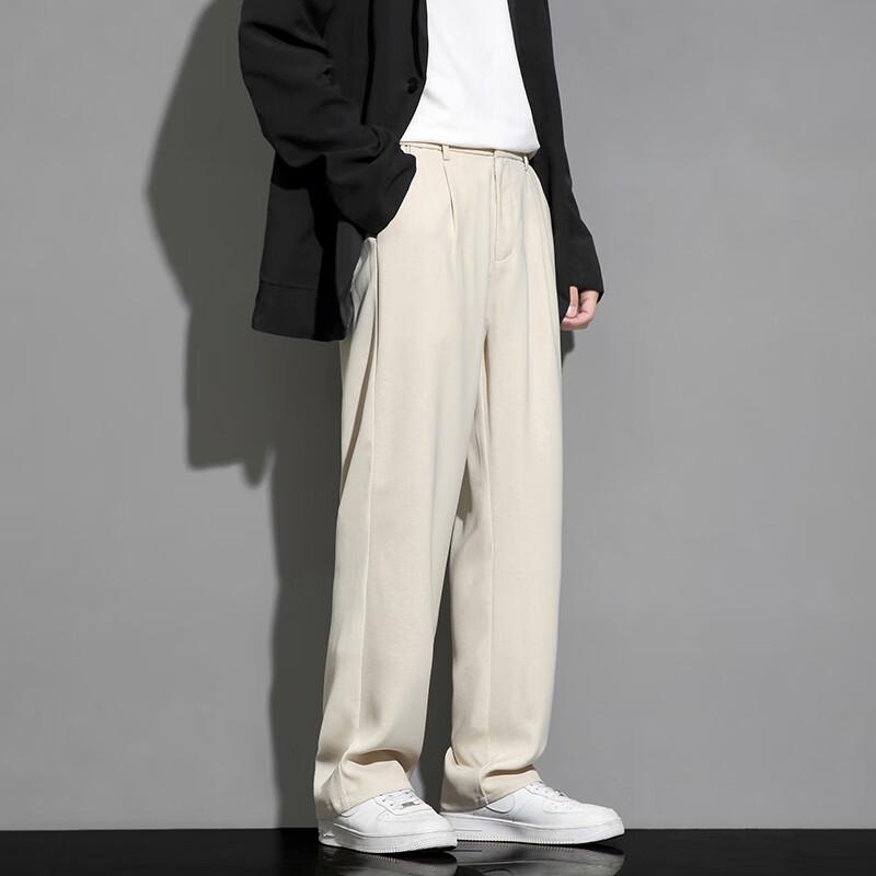 LOMBT Pantalon de ville décontracté à jambe droite pour homme LF02