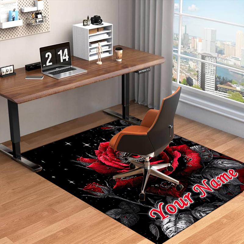 1PC Custom Name Ethereal Rose Eye Theme Floor Mat Ideal for Living Room, Game Rooms, Office, Bedroom, Floor Mat Playful Design