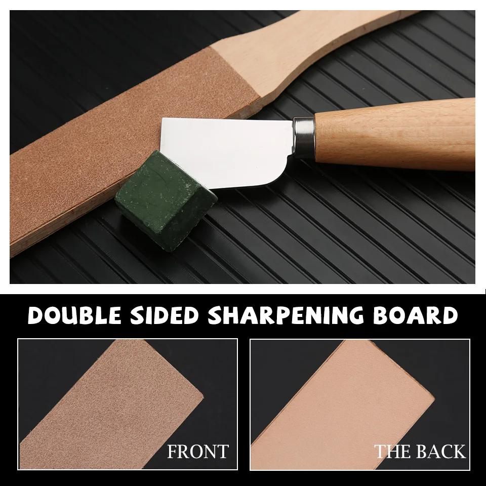 Wood Leather Sharpening Board Polishing Board Leather Knife Sharpener Sharpening Strop Tool Double Sided Polishing Board