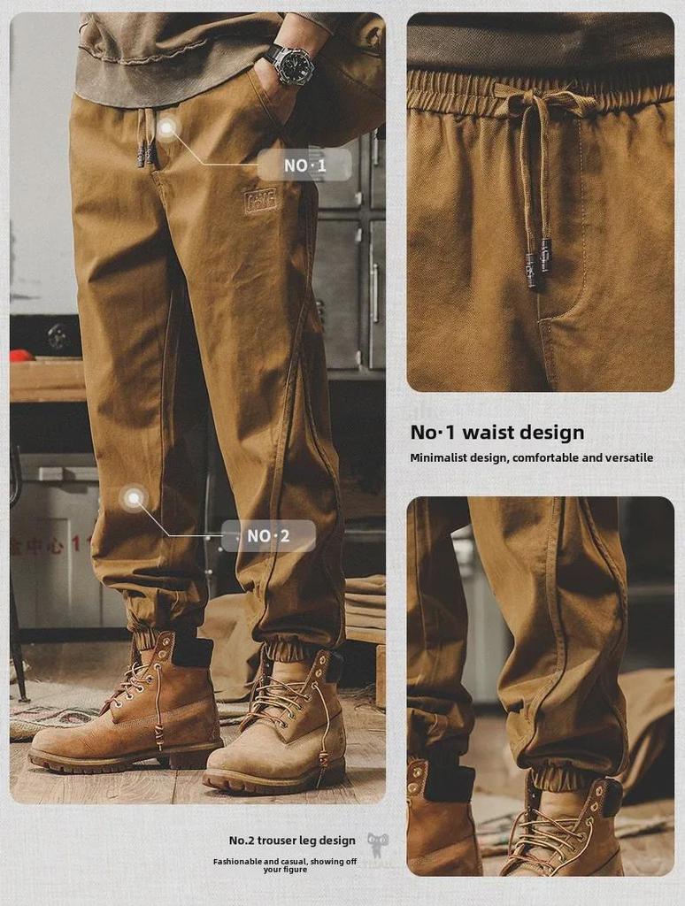 Jay Leno Men's Retro Overalls: American Heavyweight Loose Cuffed Casual Pants for Autumn.