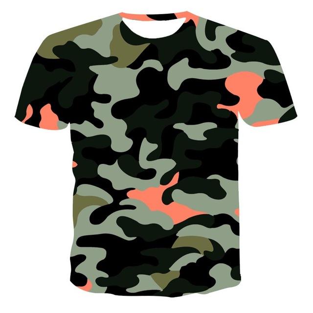 New Tide Summer Fashion Flat Camouflage Picture  Kids T-shirts Casual Tees Hip Hop Round Neck Tops T shirt Men Women's Shirts
