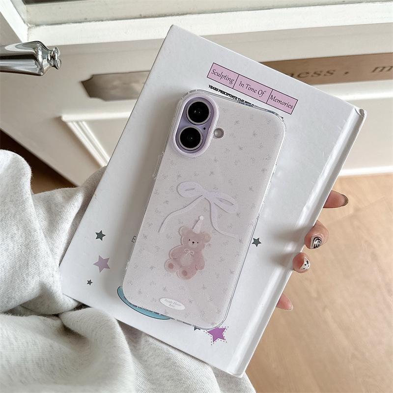 

Purple Glitter Bow Bear Phone Case for iPhone 17/16 Pro Max/15/14 - High-End Design iPhone 14 Pro Max